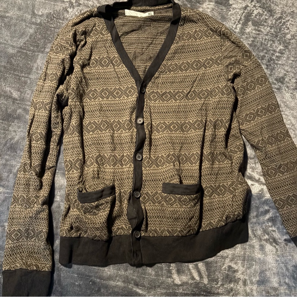 Green And Black Patterned Sweater